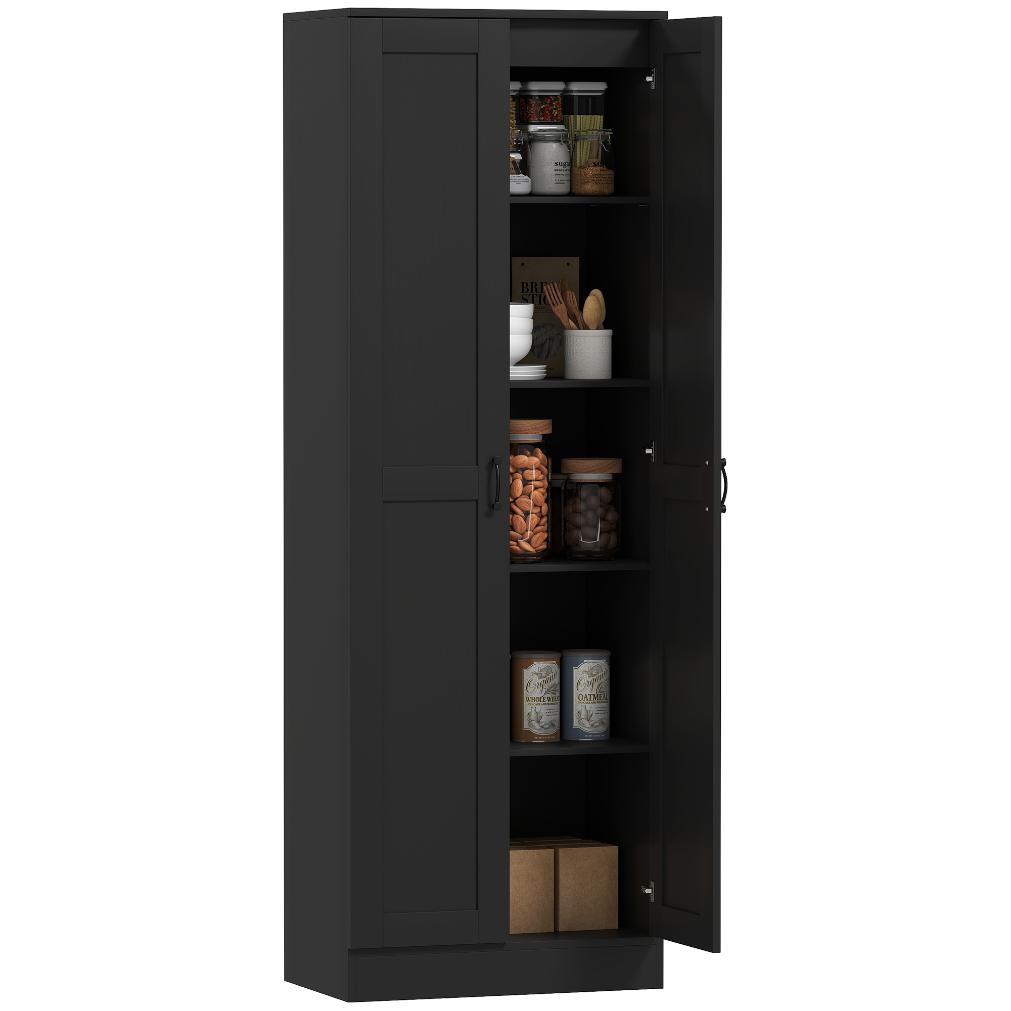 TEMU HOMCOM Armoire 2 portes meuble de rangement avec 5 étagères, style contemporain, multifonctionnelle pour chambre, bureau, cuisine, 60L x 36,5l x
