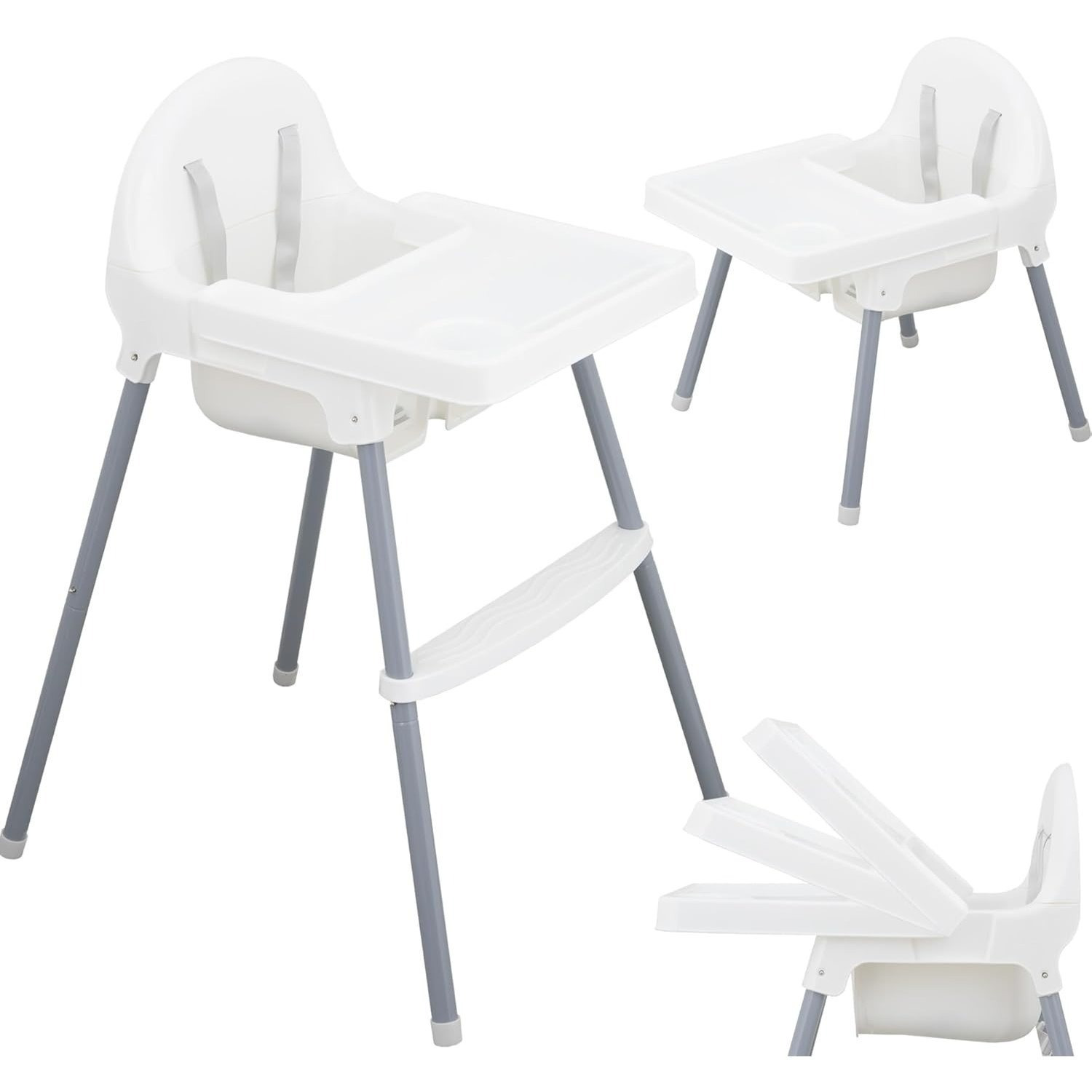 TEMU Almar Baby - Baby High Chair With Removable Tray And Safety Harness – Stable, Easy-to-clean, And Quick-assembly Kids Dining Chair – White And