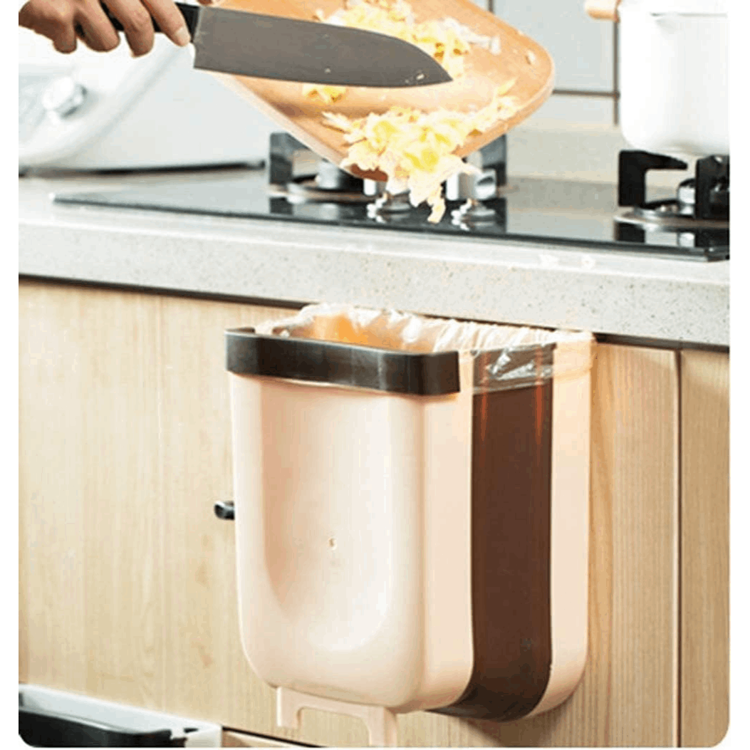 Image of 1pc Hanging Kitchen Trash Can, 24.8 Cm X 17.58 Cm X 28.6 Cm, Foldable Trash Can, Cabinet Trash Can, Hanging Trash Can, Household Trash Can For The Kitchen