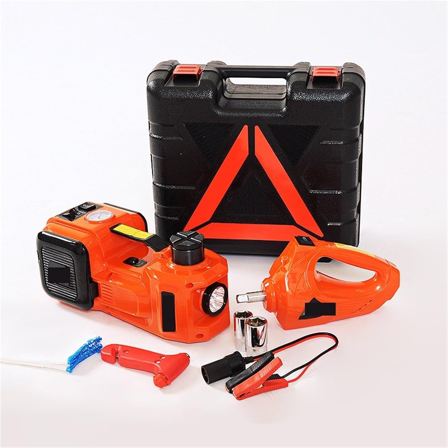E-shop 5 Tonnen 4-in-1 Elektrischer Hydraulischer Wagenheber 12V mit Luftpumpe LED-Licht für Auto LKW Reifenreparaturwerkzeug Große Hubkapazität