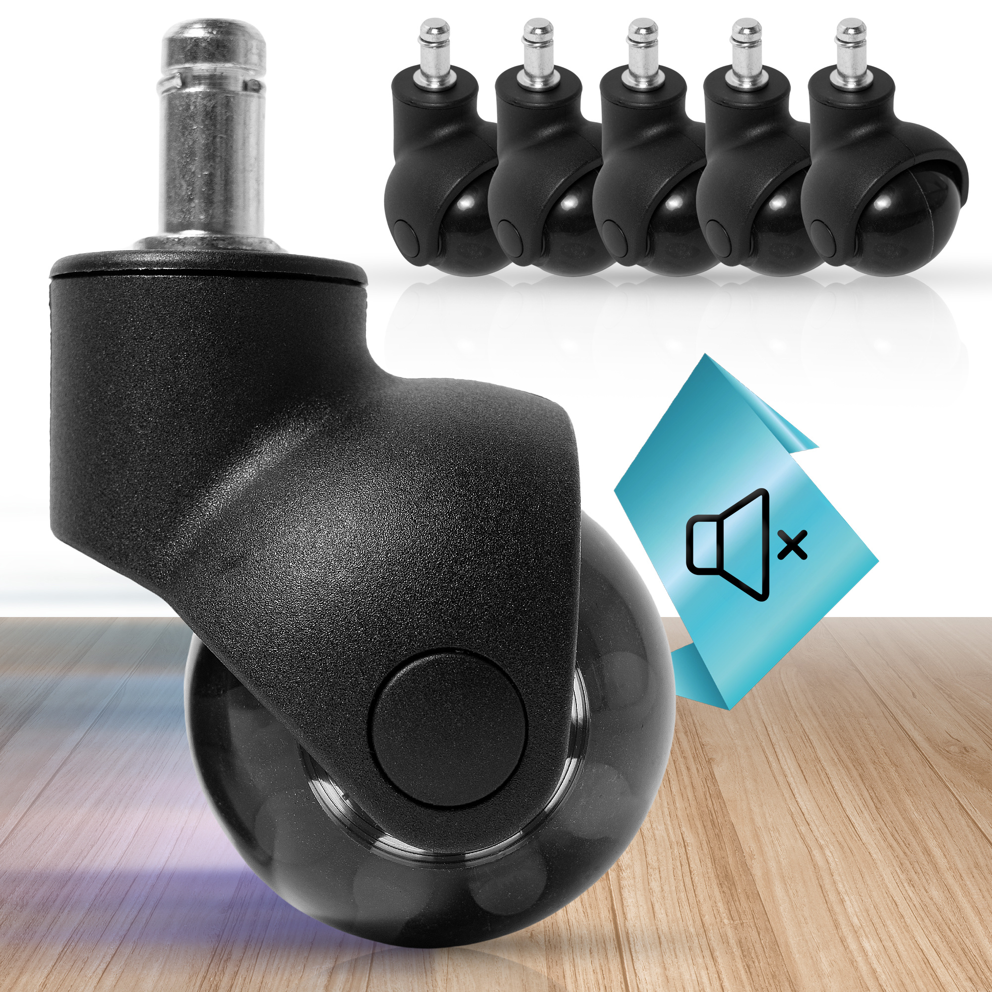 TEMU 5 unidades de Ruedas para Sillas Oficina Silenciosas - 11x22MM - No rayan - para todo tipo de suelos