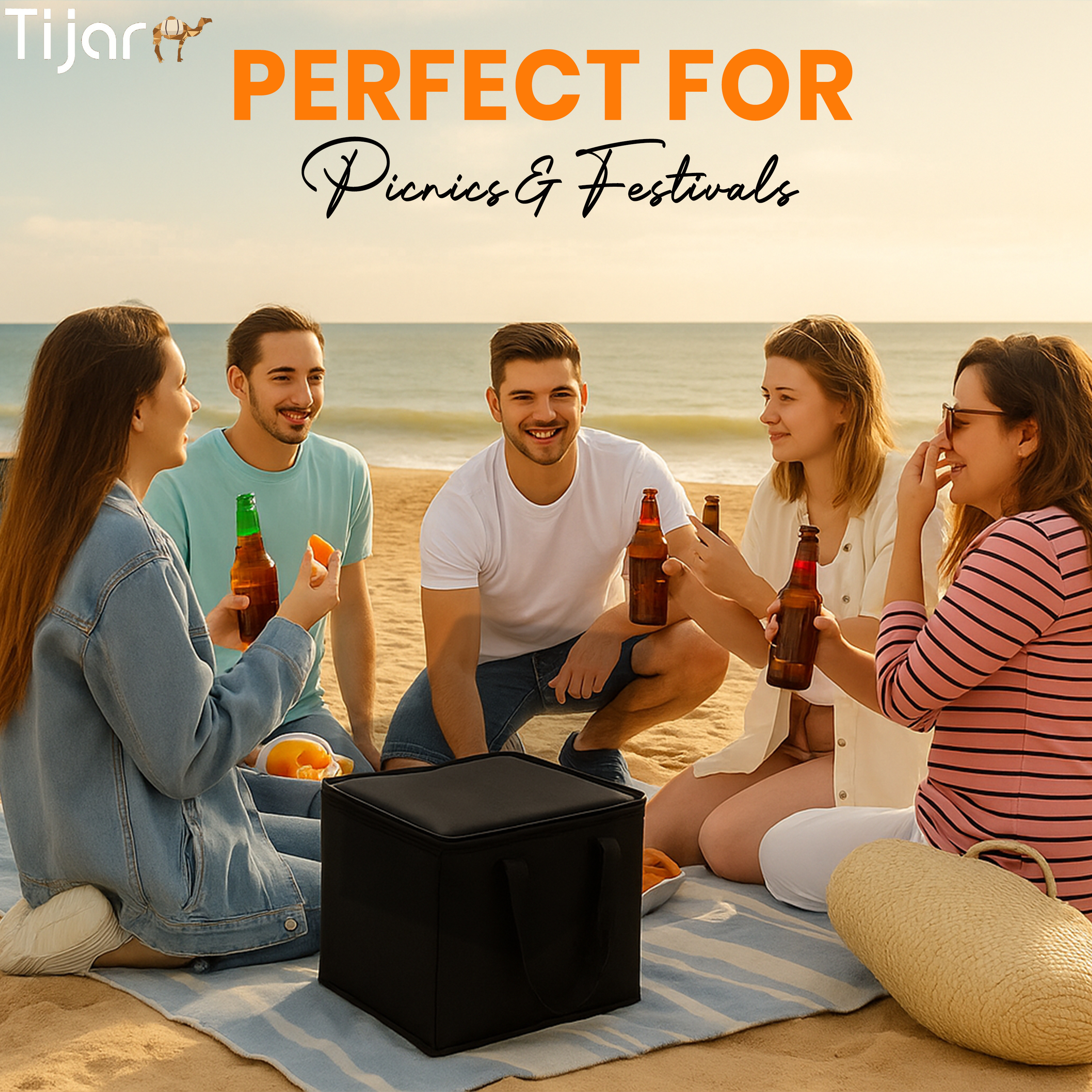 Extra Large 40L Thermal Cooler Tote Bag, Foldable & Insulated