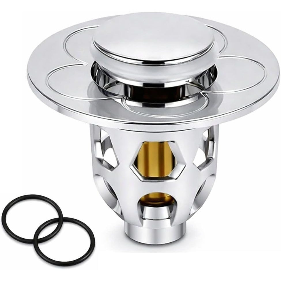 Image of Cecaro Group Set 2 Universal Anti-clogging Lavender Tappi - Drain Filter With Basket And Stainless Steel Anti-rust Cover - Pop-up Plug For Bathroom And Kitchen Sinks