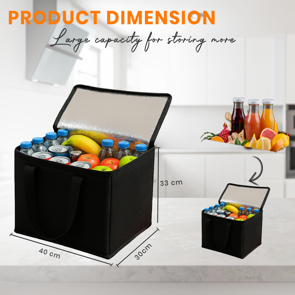 Extra Large 40L Thermal Cooler Tote Bag, Foldable & Insulated