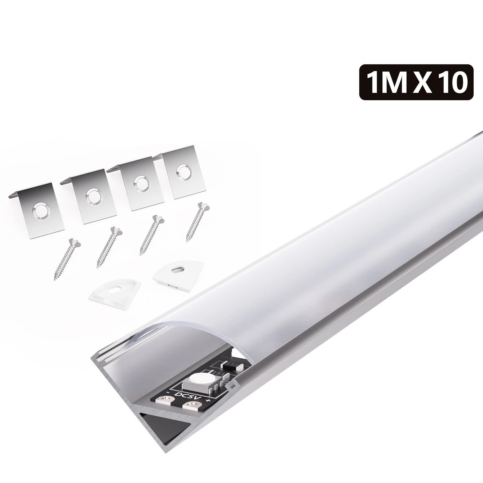 10m Aluminum Extrusion Rail Strip For Led Strips With Cover And End Caps