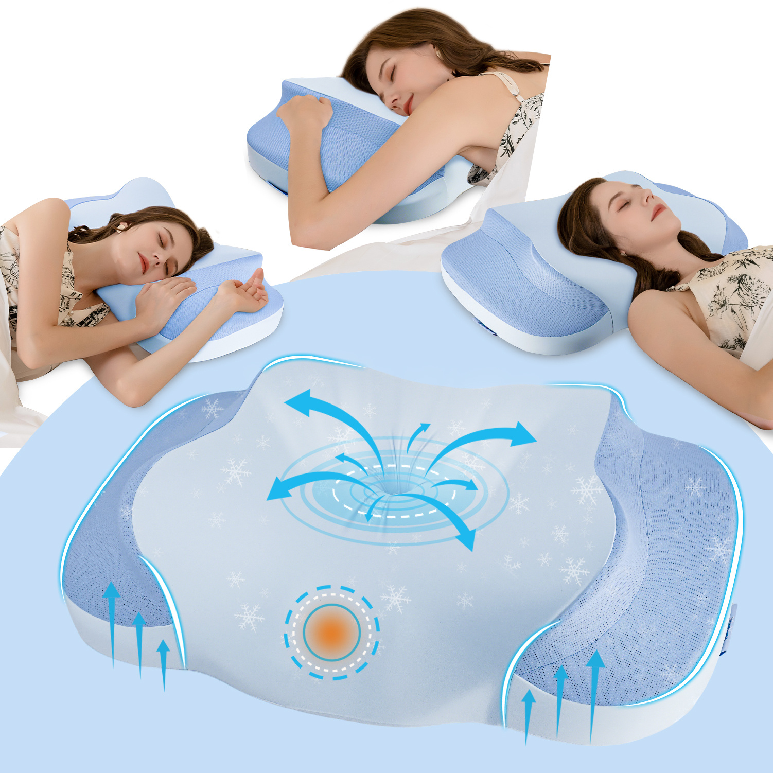 Image of Memory Foam Pillow - Ergonomic Shape, Breathable Cover, Washable, Suitable For All Sleeping (1pc)