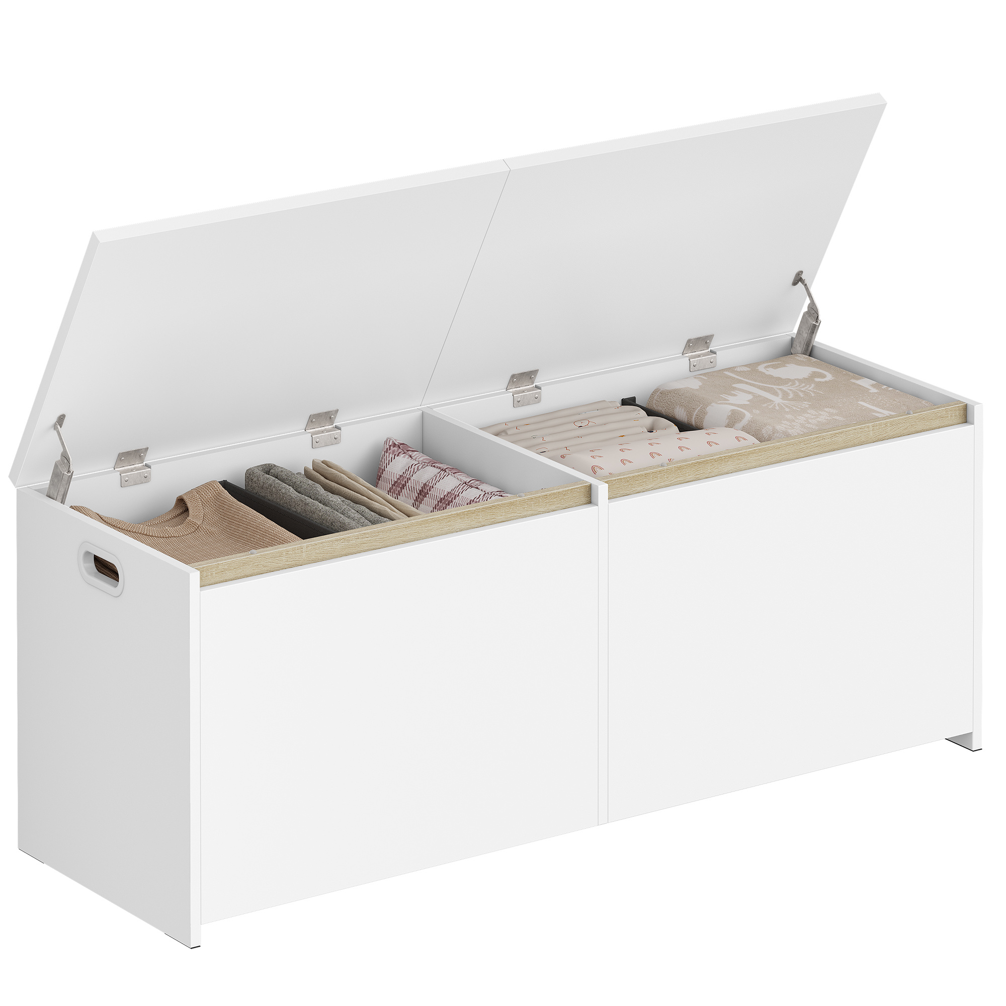 Image of 120cm Storage Bench, Double-door Ottoman, Space-saving Storage Bench For Living Room, Entryway, And Bedroom, 40 X 120 Cm, White