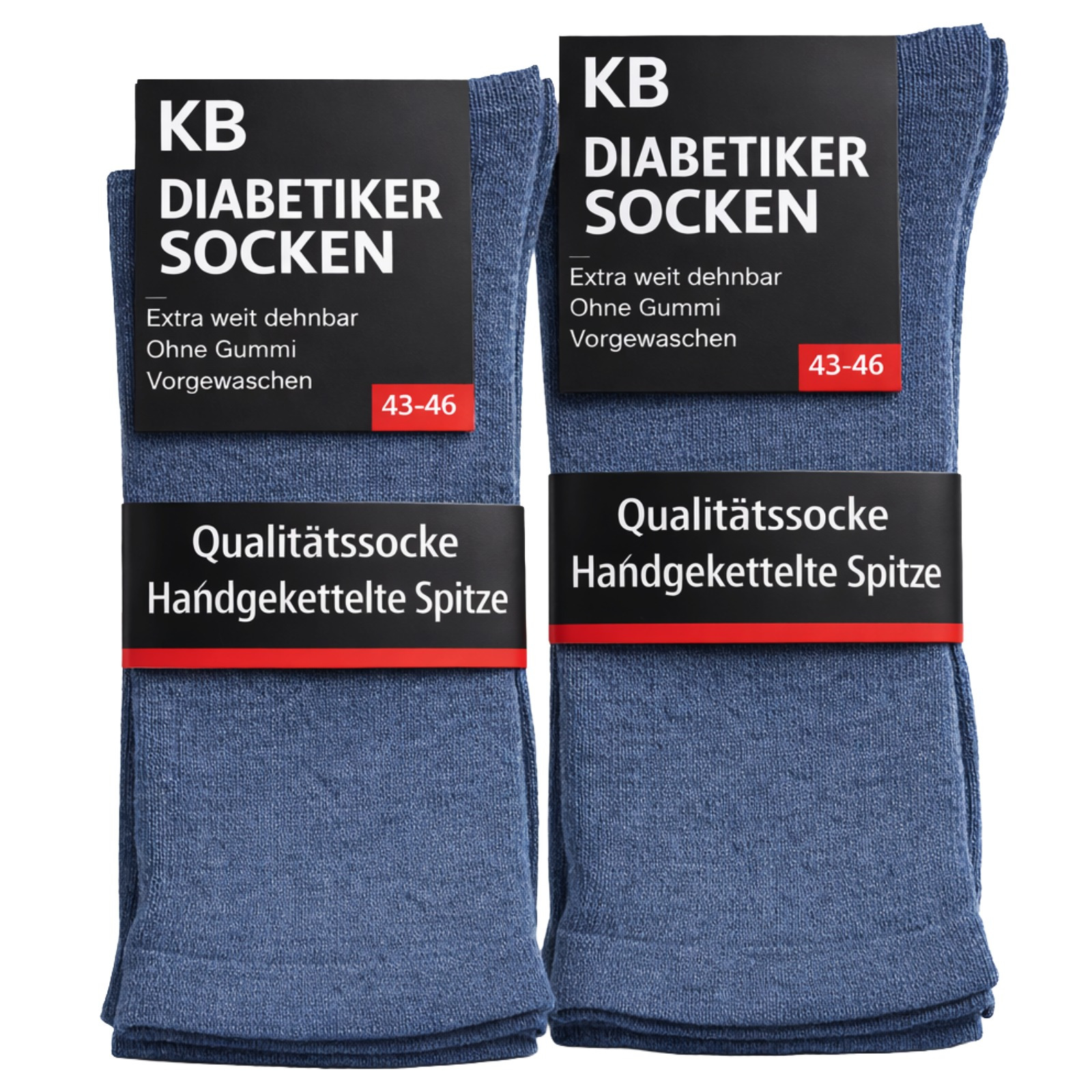 E-shop 2 Paar Diabetiker Socken Damen & Herren Baumwolle | Ohne Gummibund druckfrei | Extra weit dehnbar | Schwarz Grau Blau