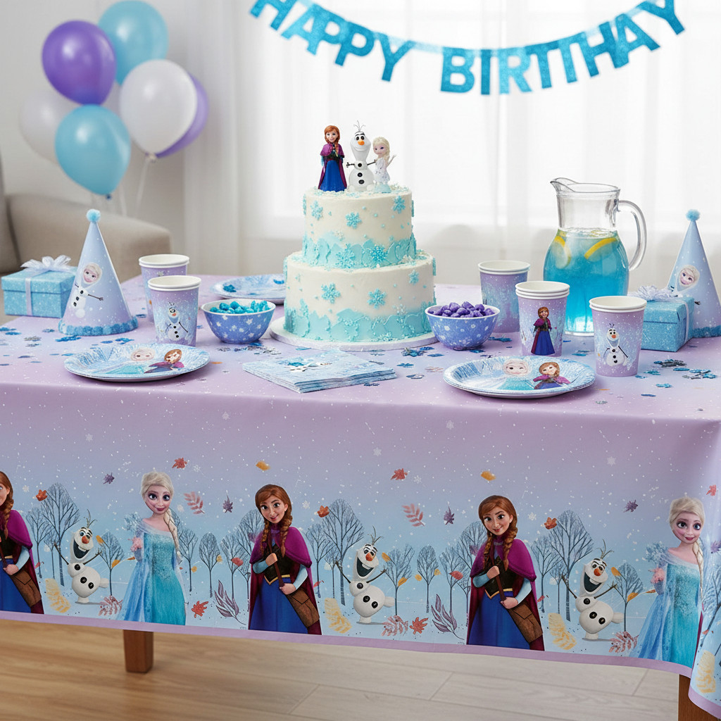 Tablecloth Decoration For Children's Birthday Parties And Themed Parties, Rectangular, 120 Cm X 180 Cm, Washable Frozen