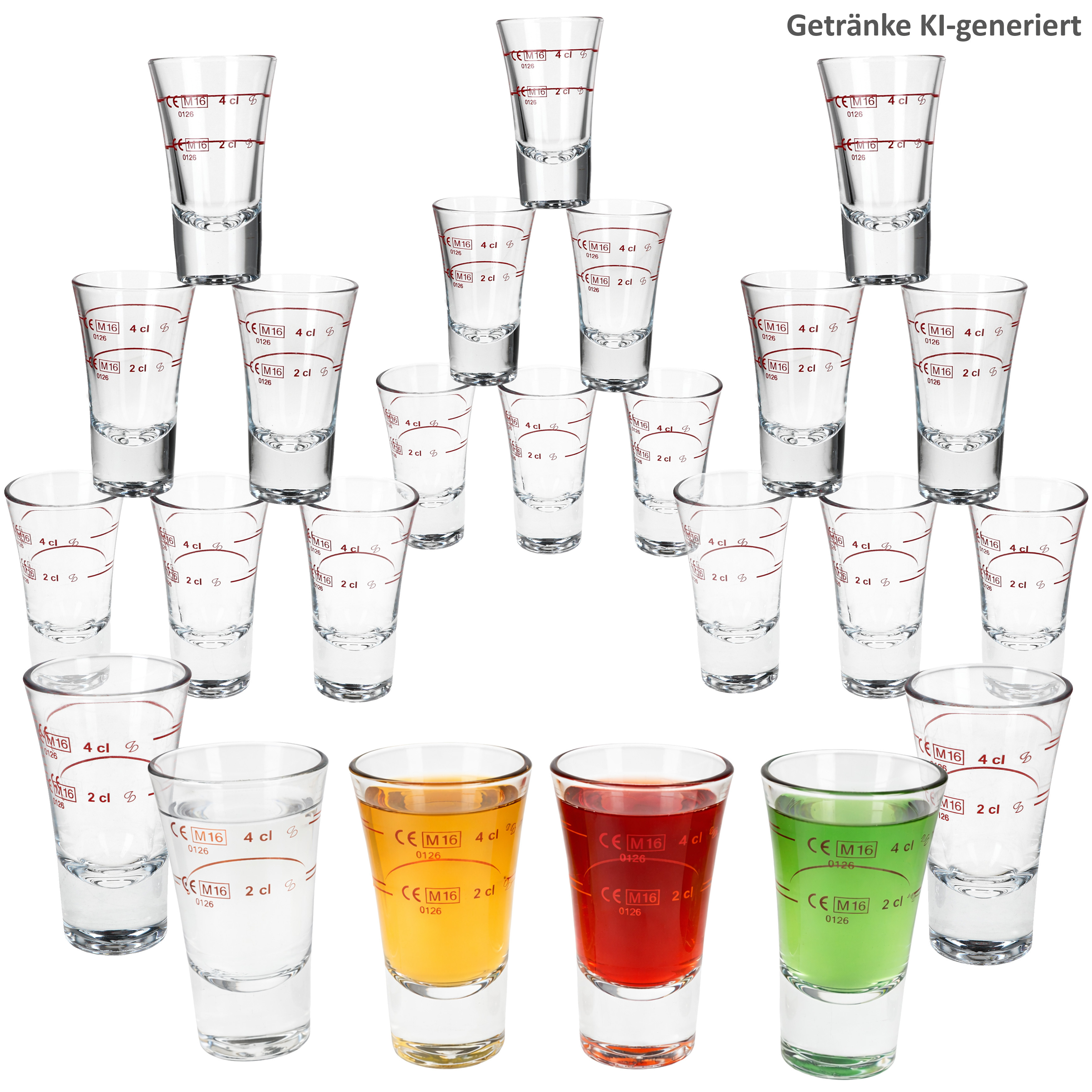 24x Boston Shot Glasses, Calibrated 2cl & 4cl, Bar Stamper Pint Glasses