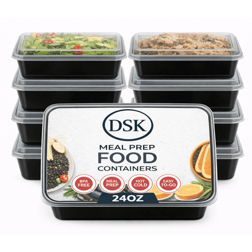dsk 10 x 1 compartment 24oz plastic meal prep containers reusable food storage containers with airtight leakproof lids microwave freezer dishwasher safe stackable meal prep containers for meal prep takeaway use