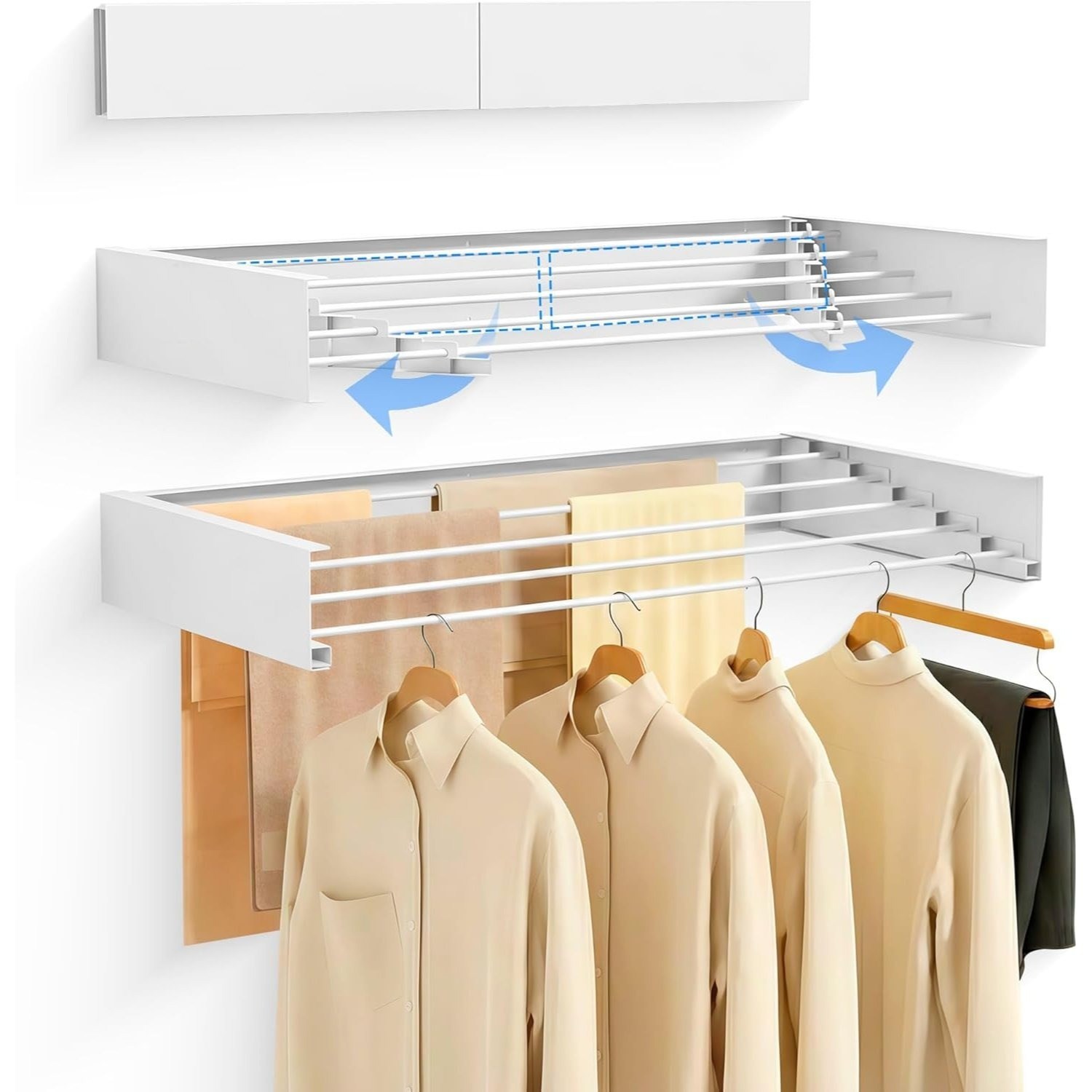 TEMU KingnetStore - Tendedero de Ropa de Pared Plegable y Extensible | Aluminio Antióxido Resistencia | Percha Retráctil de para de | Ideal para ,