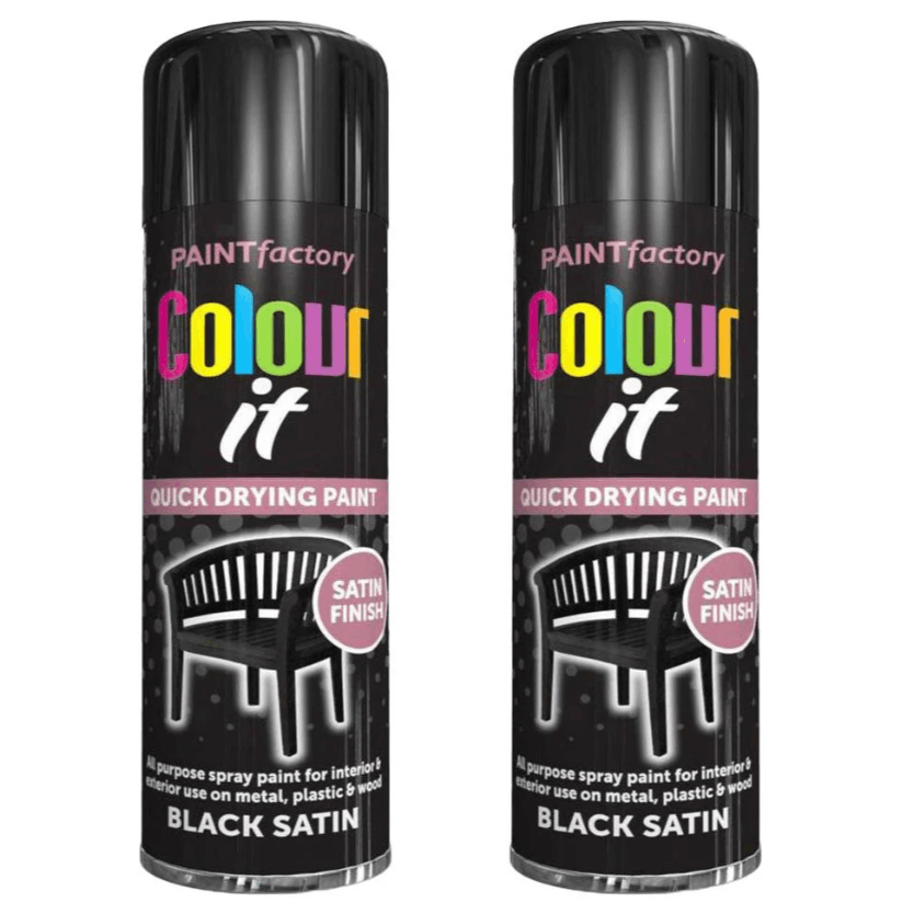 TEMU 2x Black Satin Paint 250ml Multi Surface Decorative Paint Smooth For Metal Wood Plastic Diy Craft Furniture Paint