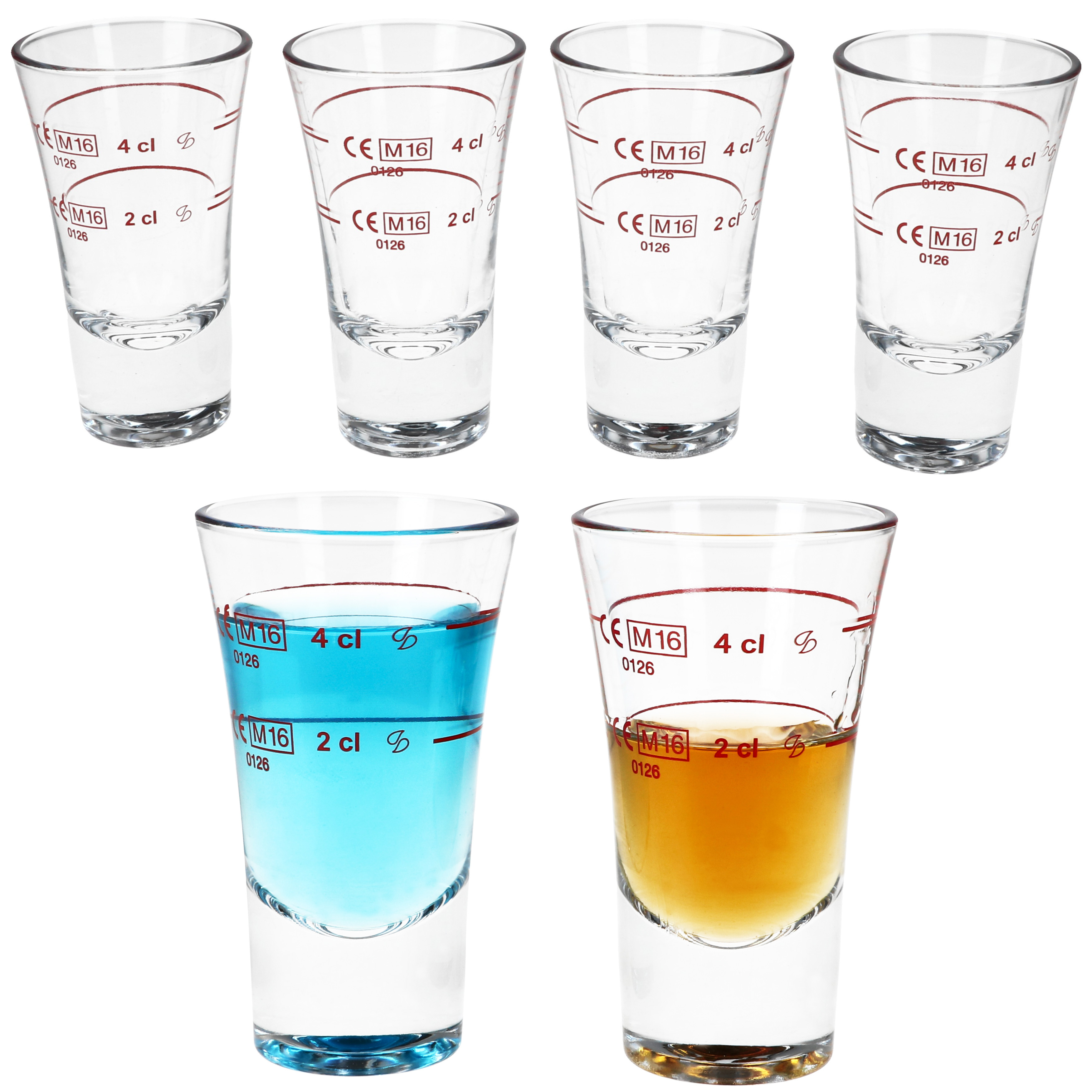 6x Boston Shot Glasses Calibrated 2cl 4cl Shot Glass Pins Bar Stamp