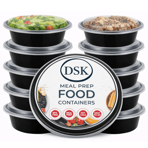 dsk 10 x round 16oz plastic meal prep containers reusable food containers with airtight lids microwavable freezer dishwasher safe