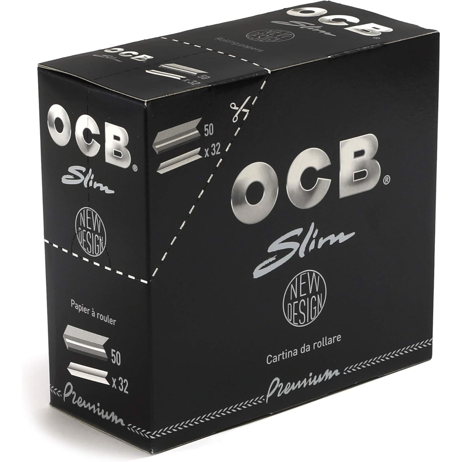 Ocb Slim Rolling Paper Box – 50 Booklets X 32 Leaves – Premium Thin –