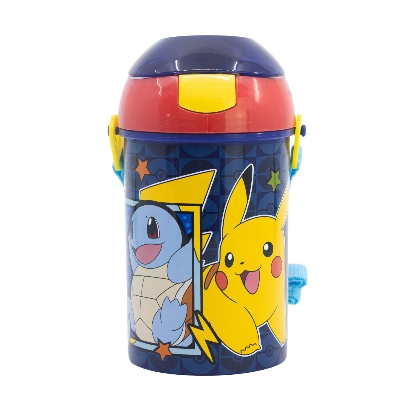 Image of - 450 Ml Pop Up Water Bottle With Strap And Screw Cap For Kids School
