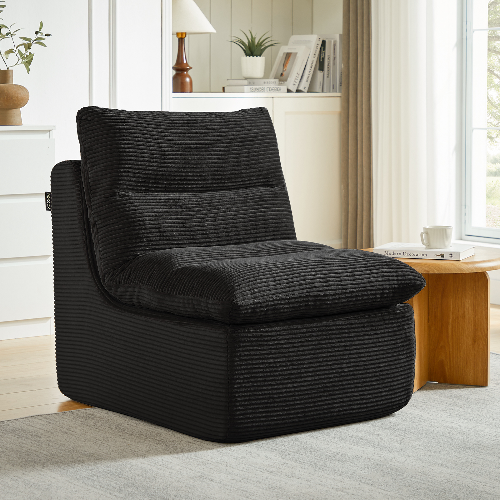 lazy sofa leisure chair with thick cushion single sofa chair for living room bean bag sofa for bedroom and small   brown grey