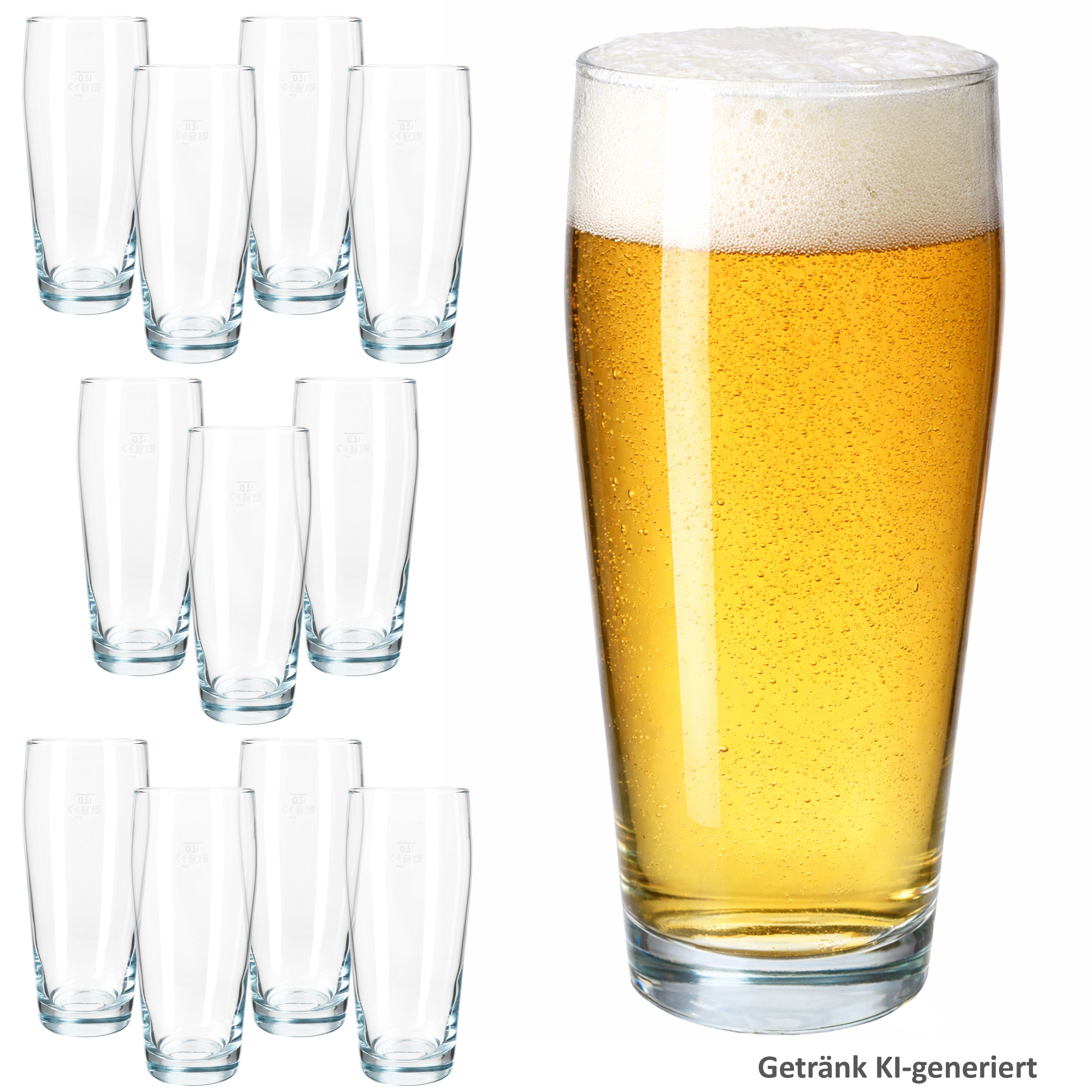 12-pack Mugs 0.5l Calibrated Beer Glass Drinking Glass For Cocktails And Drinks
