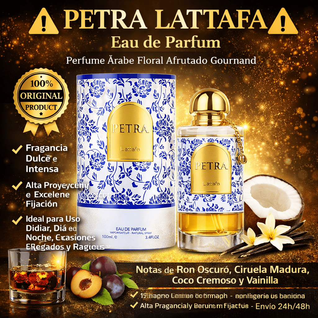 TEMU Petra LATTAFA Eau de Parfum 100 ml Unisex Original | Perfume Árabe Floral, Afrutado y Gourmand 100 % Original | Elegante y Sofisticada con Notas