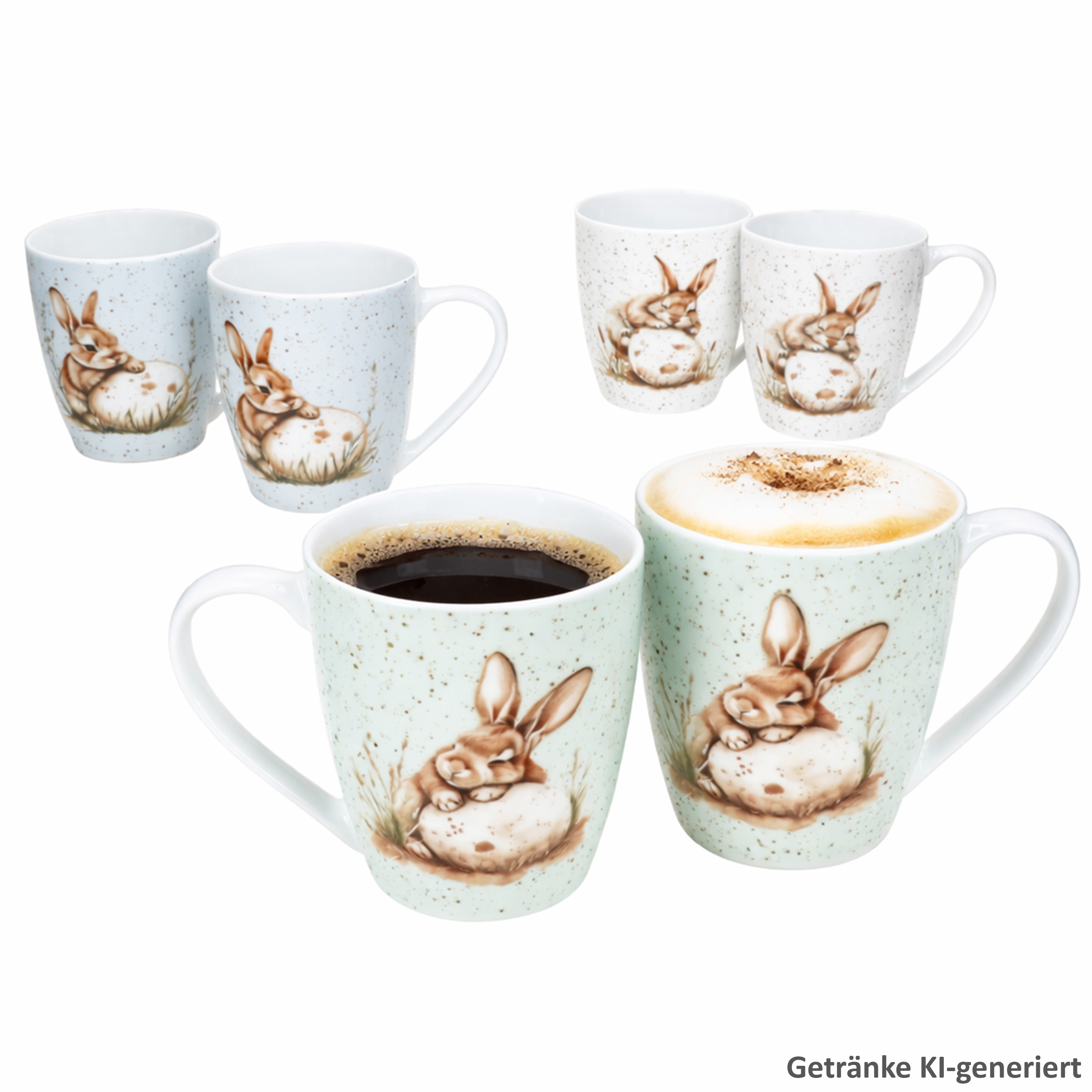 Ritzenhoff 6pcs Set Of Coffee Cups Bunny 300ml Easter White
