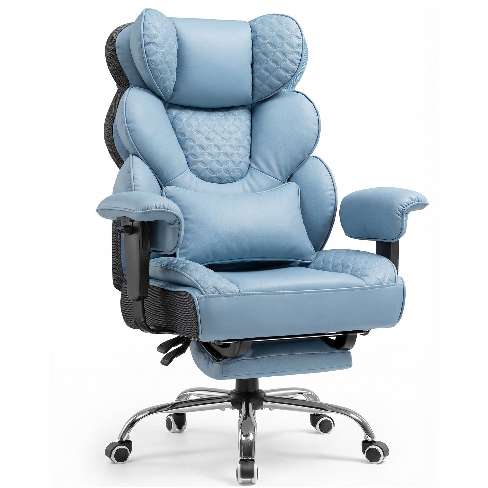 zdjęcie przedmiotu LUCKRACER Ergonomiczne Krzesło Gamingowe, Krzesło Biurowe 180 Kg, z Regulowanym Podparciem Lędźwiowym i Podnóżkiem, Hybrydowa Konstrukcja z Sztucznej Skóry i Siatki, Regulowany Oparcie Okienna 150°, Krzesło Executive High, Otwórz w nowej karcie.