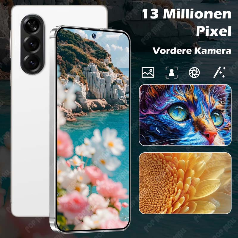 Новият S26 Ultra Premium 6.8-инчов HD екран, глобално отключен 5G Android телефон, издание 2026 – 6+64GB памет, 13+48MP отключване с лице, Type-C бързо зареждане | Подходящ за множество сценарии: бизнес, пътуване и онлайн обучение | Пълна подаръчна кутия, включваща протектор за екрана, калъф за телефон и слушалки | Перфектният подарък за Свети Валентин, рождени дни и Нова година за семейство и партньори