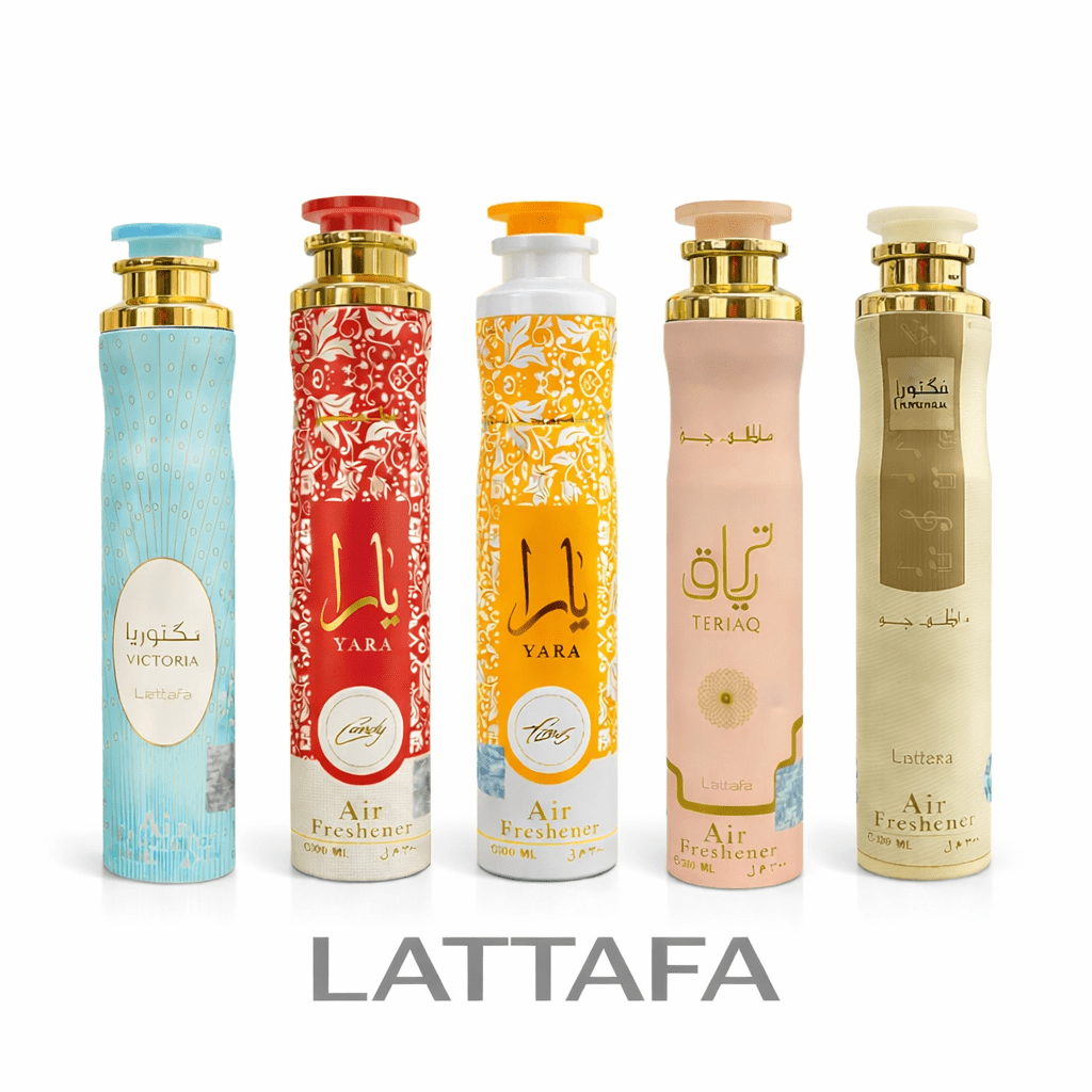 Lattafa Air Freshener Set – 5-piece Room Fragrance Collection | , Yara Candy, Yara , Teriaq, | Oriental Room Scents, 300 Ml Total, 1.5
