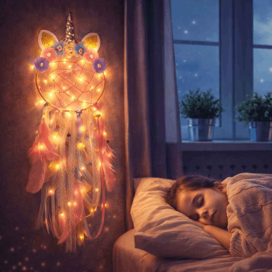 E-shop Unicorn Traumfänger Dekoration, Bunte Boho Wanddeko, Einhorn Dreamcatcher, Geschenk für Mädchen Schlafzimmer Kinderzimmer Dekoration