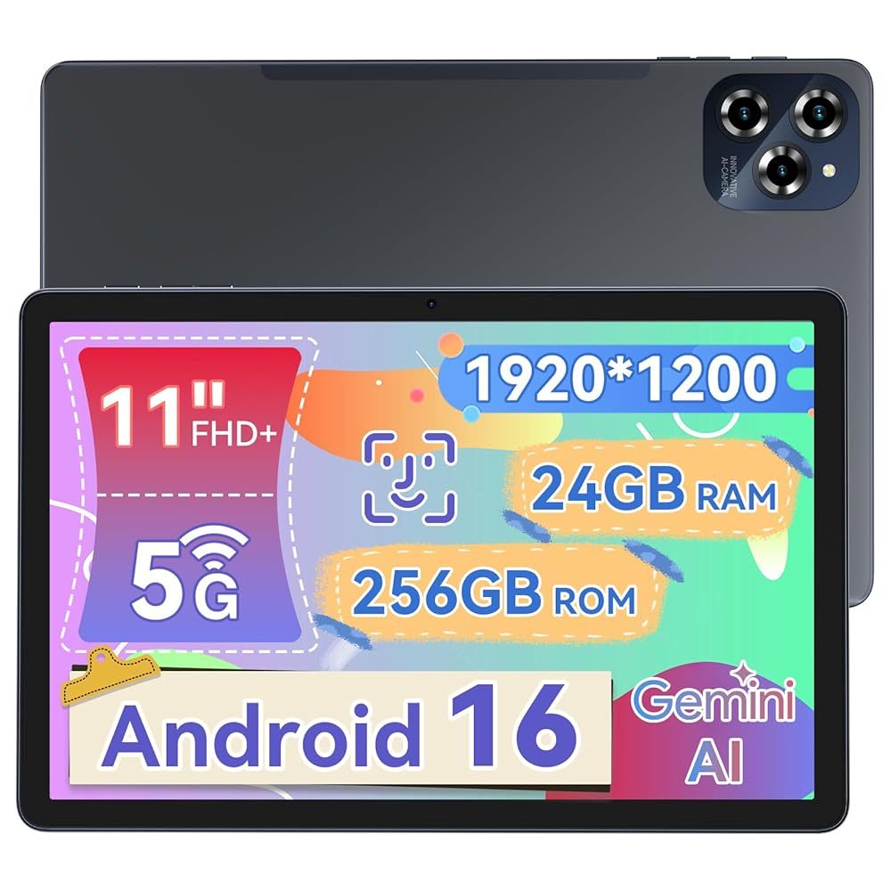 E-shop W90 16 [ 16 per OTA-Upgrade] 11" 4G LTE & 5G WiFi -Tablet mit 24 (8+16) GB RAM, 256 GB Speicher, FHD+-Bildschirm, SIM-Kartensteckplatz für