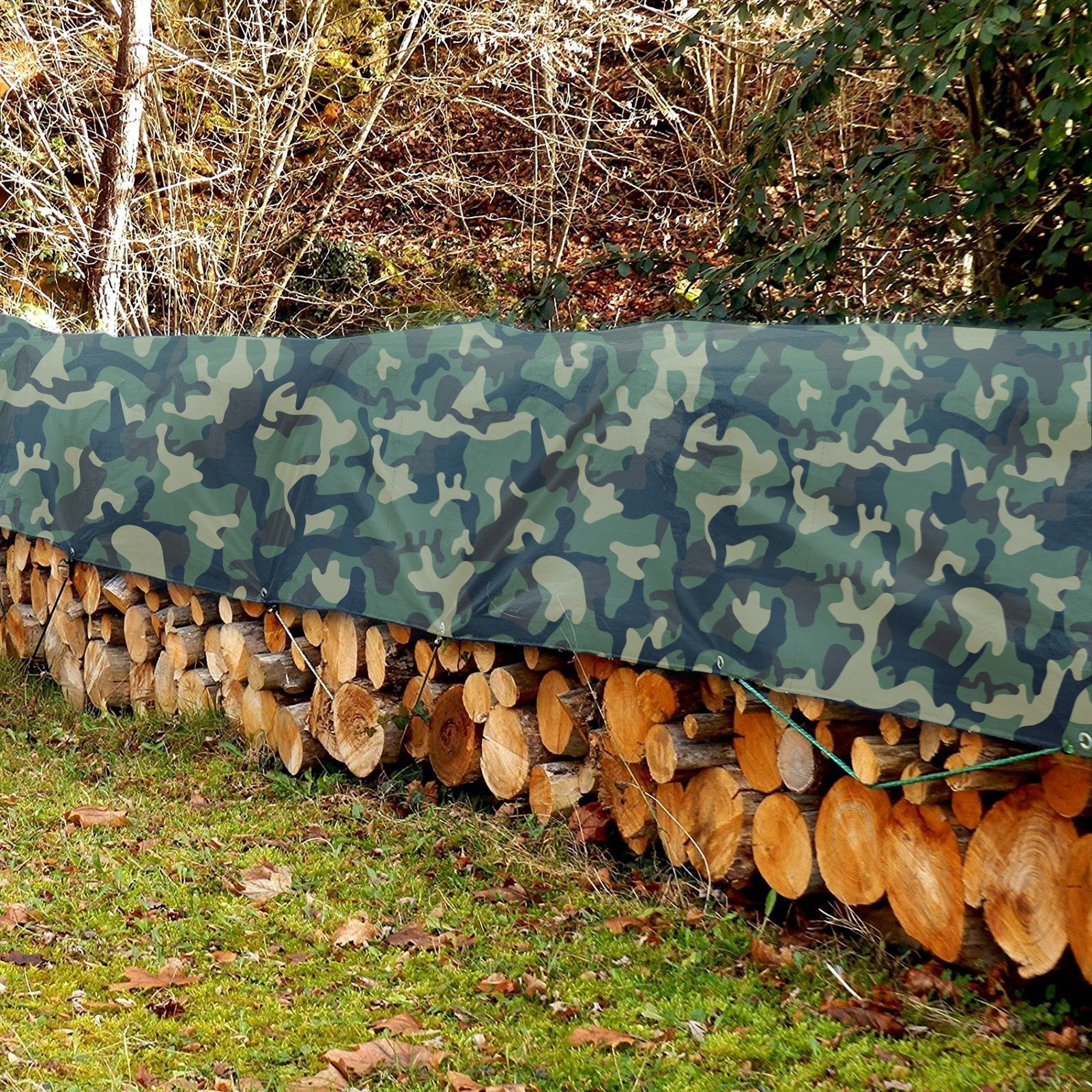 Camouflage Waterproof PE Fabric Tarp with Metal Grommets