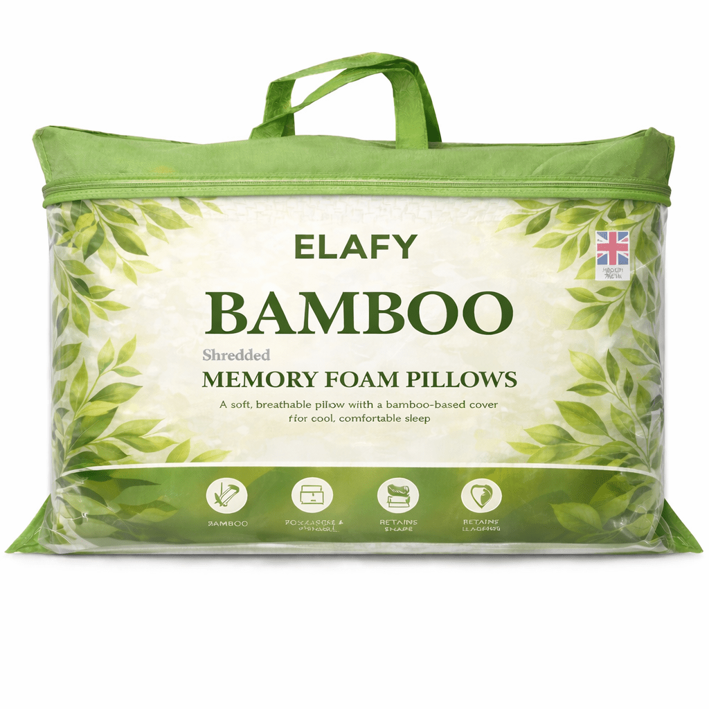 Memory Foam Bamboo Pillow Premium Firm Neck Support and Foam Orthopaedic Hypoallergenic Shredded Bed Pillow PACK OF 1 AND 2 BAMBOO PILLOW.