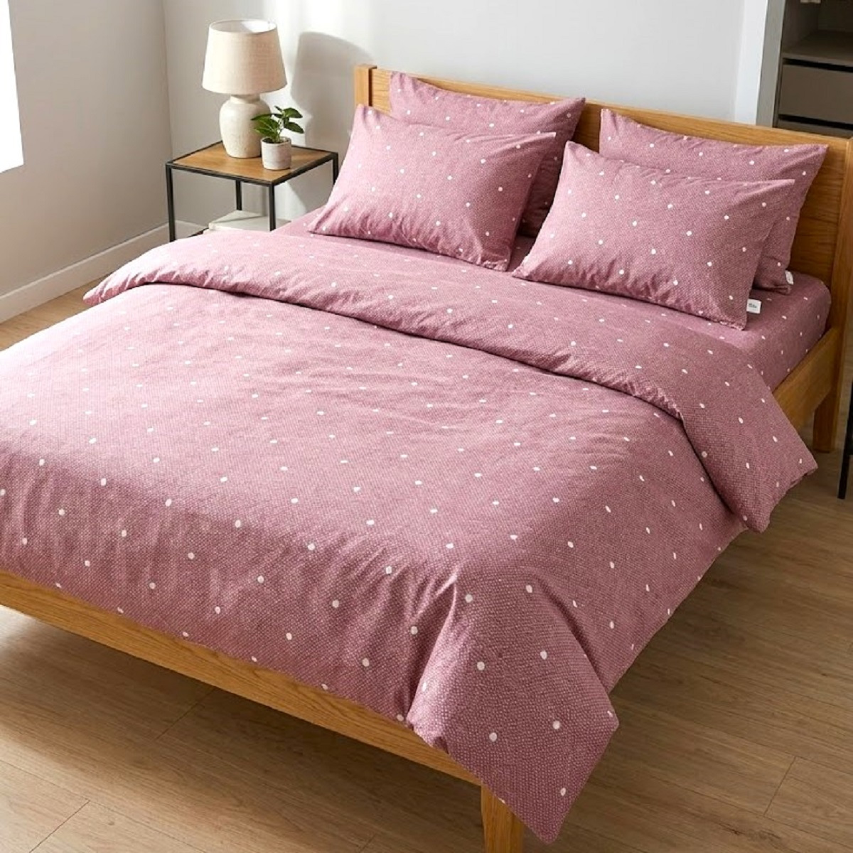 Polka Dot 3pcs Bed Linen Set 80%20% Polyester