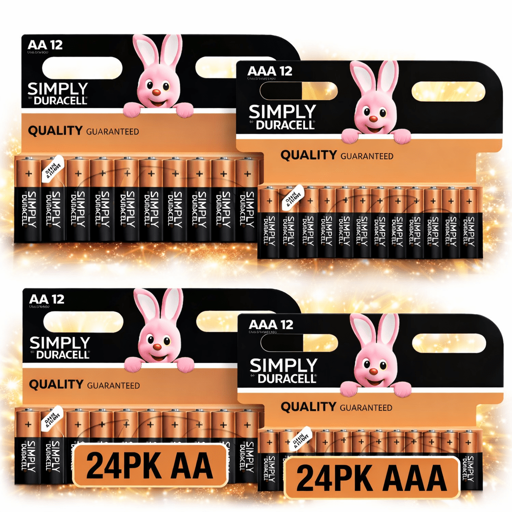 TEMU 48 Pack Duracell Simply Aa & Aaa Battery Bundle | 24 Aa Batteries + 24 Aaa Batteries | Long Lasting Leak Resistant Power | Mixed Household