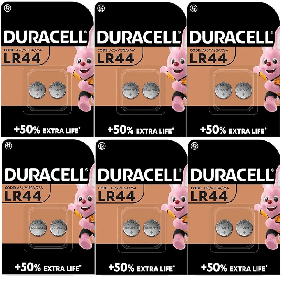 12 X Duracell Lr44 (6 Of 2 Batteries Each) 12 Batteries (a76/v13ga/76a)