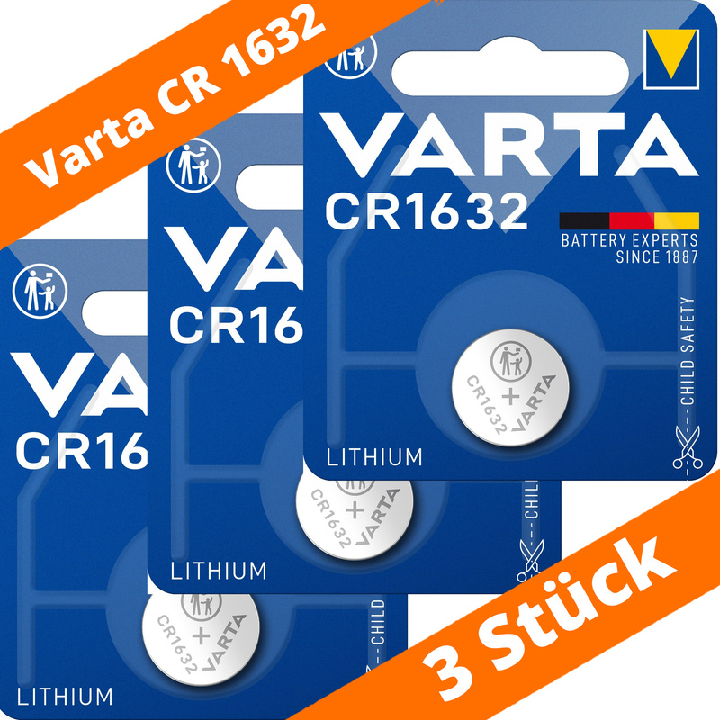 3 X Varta Cr 1632 Dl1632 3v Lithium Button Cell Battery 3, 2 X 16mm Blister 6632