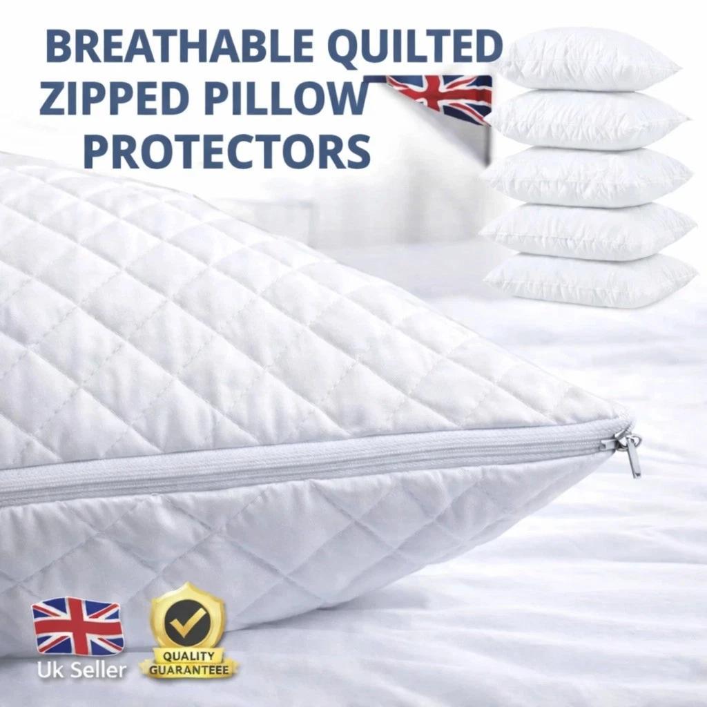 quilted pillow protectors pack of 2 4 6 8 standard size 50x75 cm soft breathable and comfortable white pillowcase covers for  