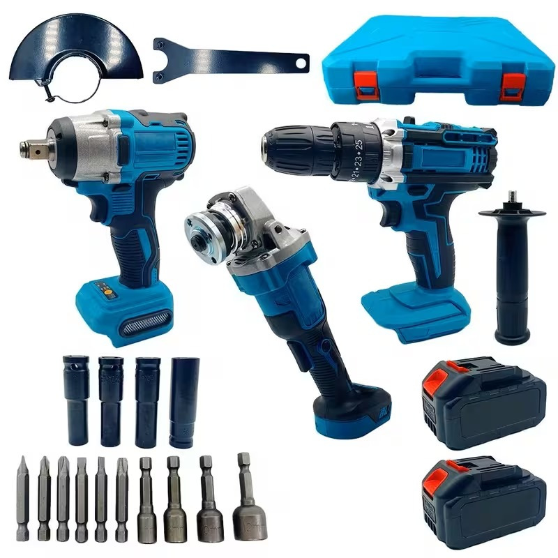 TEMU KIT 3 IN 1 Attrezzi Professionali con Valigetta �� Trapano Avvitatore, Smerigliatrice Angolare e Trapano a Impulsi con 2 Batterie e 14 Punte, Set