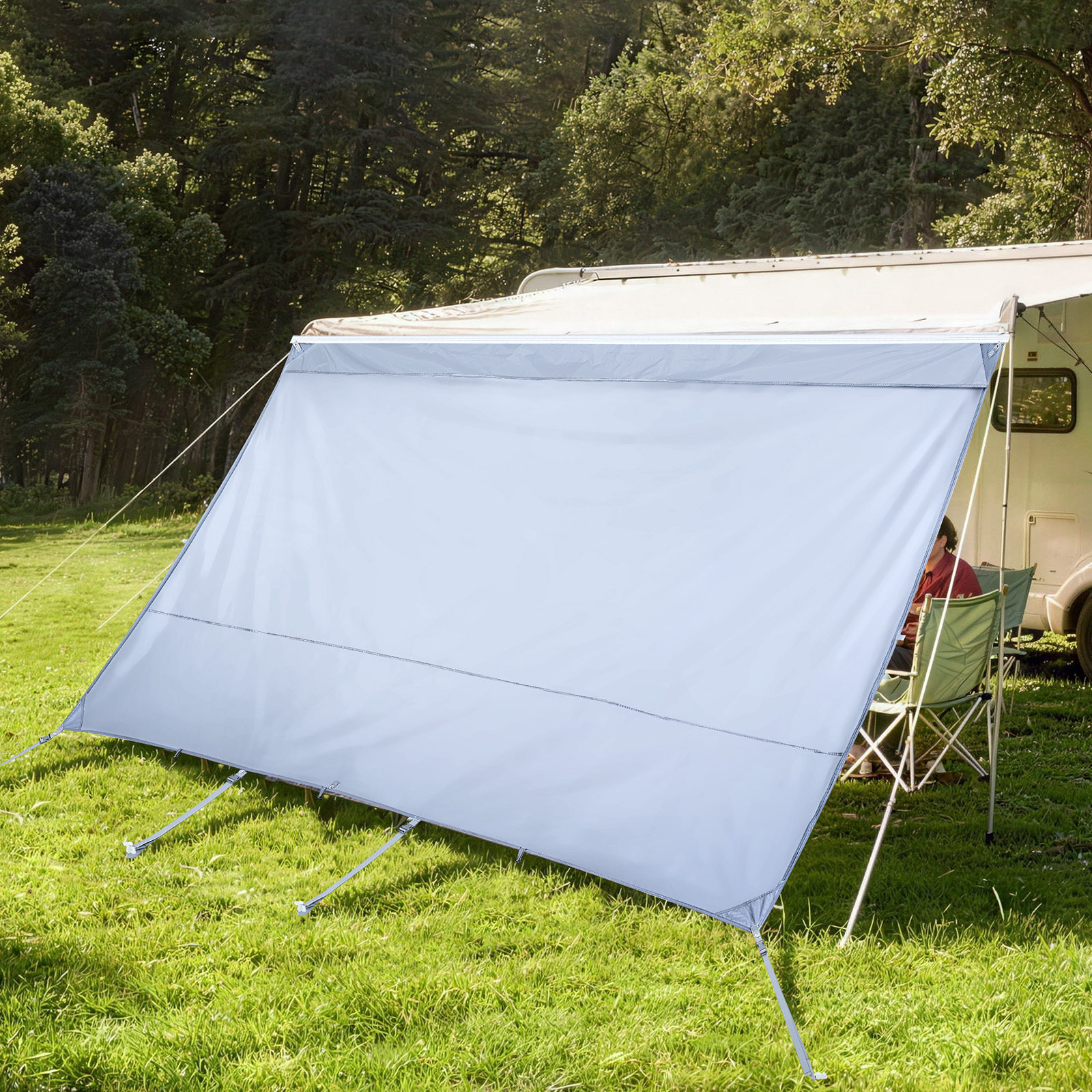 TEMU Vevor Rv Awning Sun Shade Screen, 2 X 3.7 M Rv Awning Sun Shading Screen (fits 4 M Awnings) With Uv50+ Zippered Pu Cover, Double-stitched
