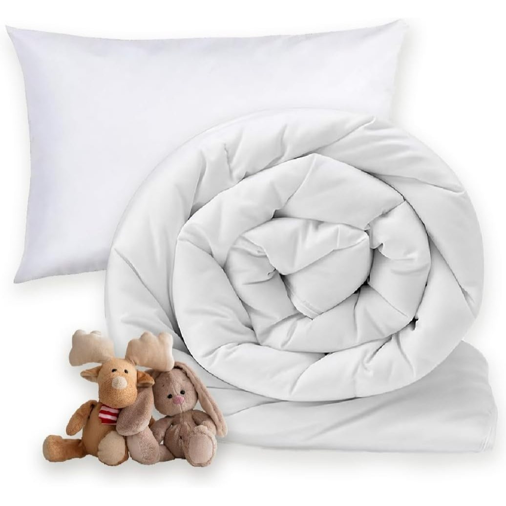 TEMU Duvet And Pillow Set Microfibre Toddler Duvet & Pillow Lightweight Breathable & Ultra Comfy Quilt 120cm X 150cm