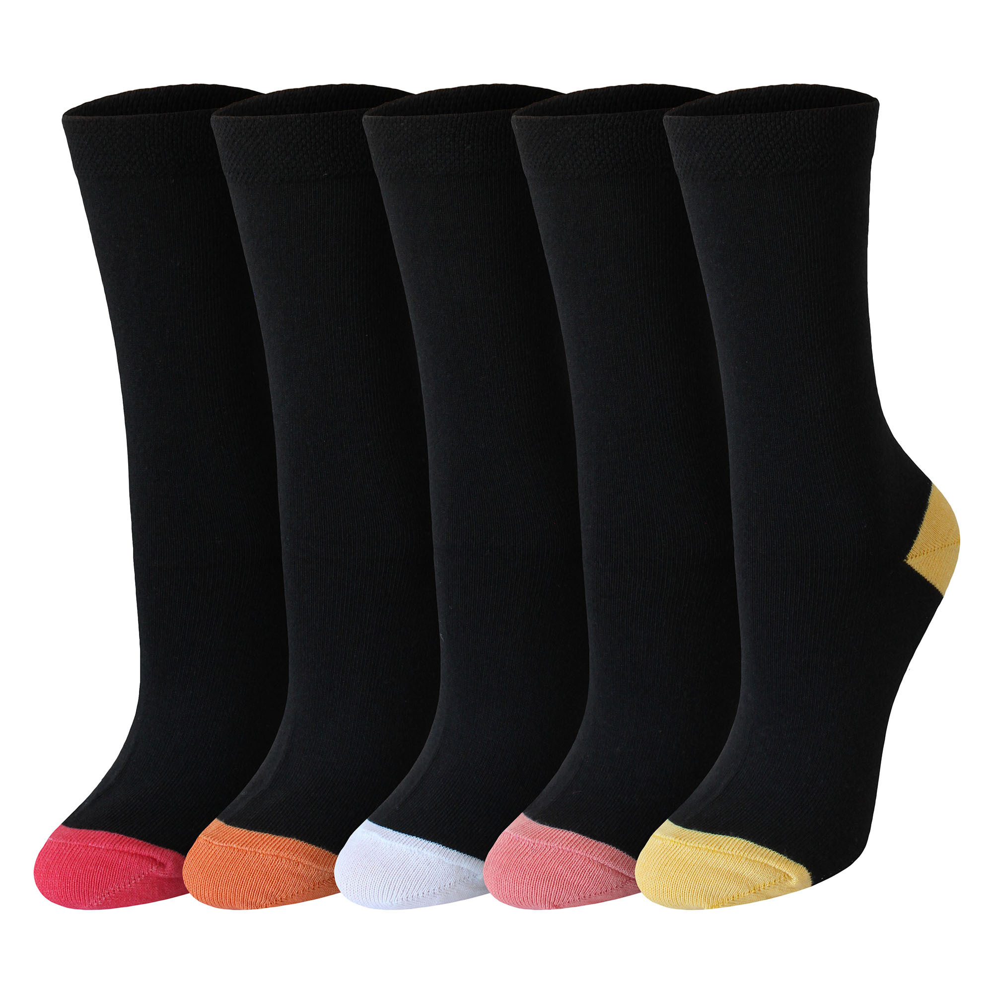 TEMU 5 Pack - Ladies Soft Everyday Socks – Breathable Comfortable Casual Calf Socks | With Reinforced Heel & Toe, Durable Women's Multipack Socks -