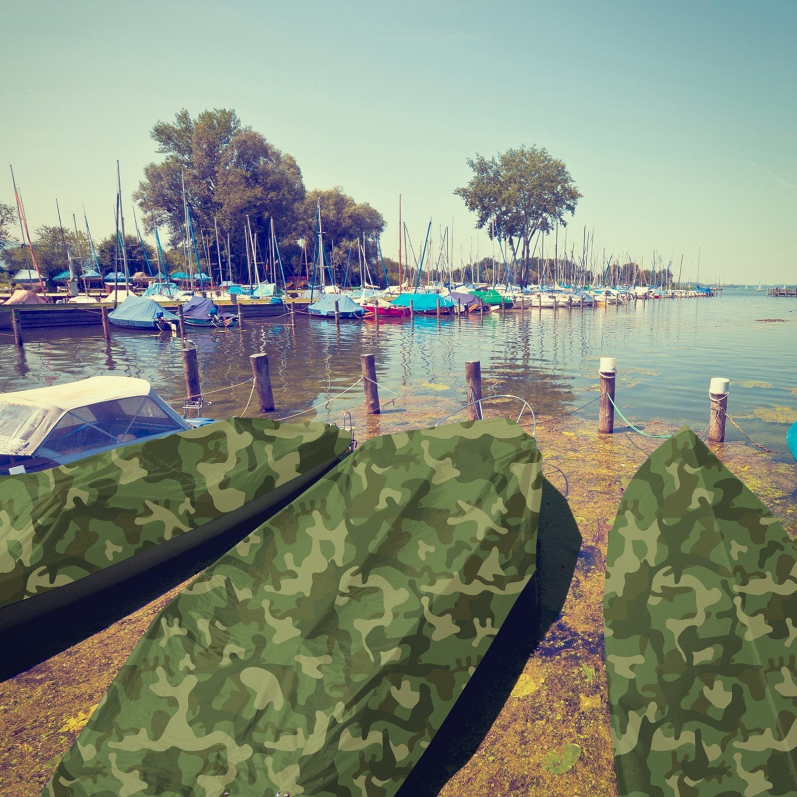 Camouflage Waterproof PE Fabric Tarp with Metal Grommets