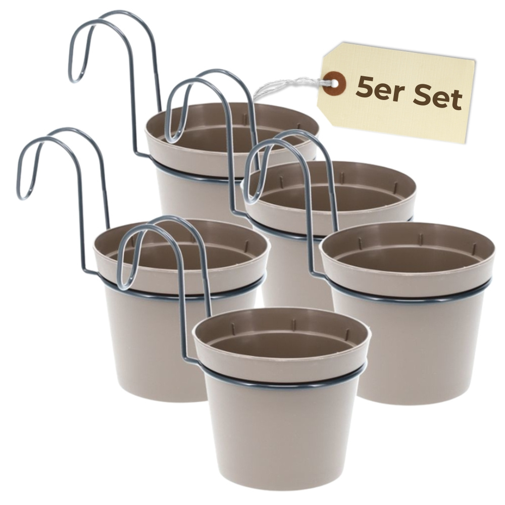Image of Hanging Flower Pot 5pcs Set Hanging Flower Pot Hanging Flower Pot For Hanging Plants Hanging Plant Pot Balcony Hanging Plant Pot With Holder Hook