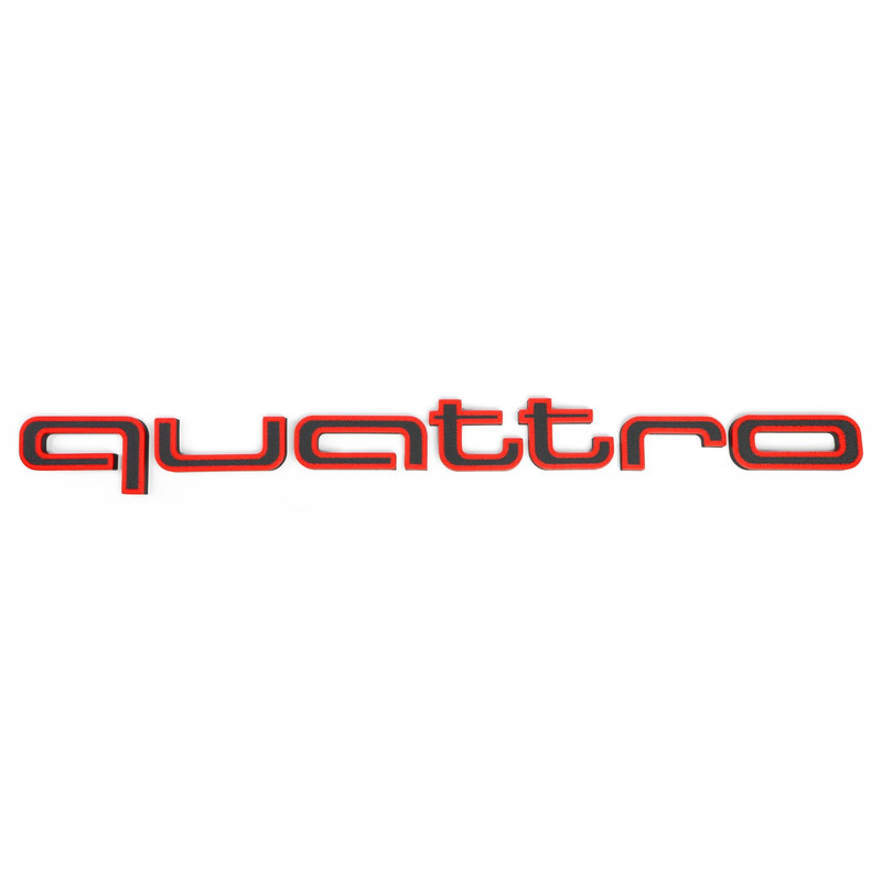 TEMU Scritta QUATTRO compatibile con Anteriore, Accessorio con Bordi Rossi, Installazione con , logo tuning compatibile con Audi (tutti i modelli)