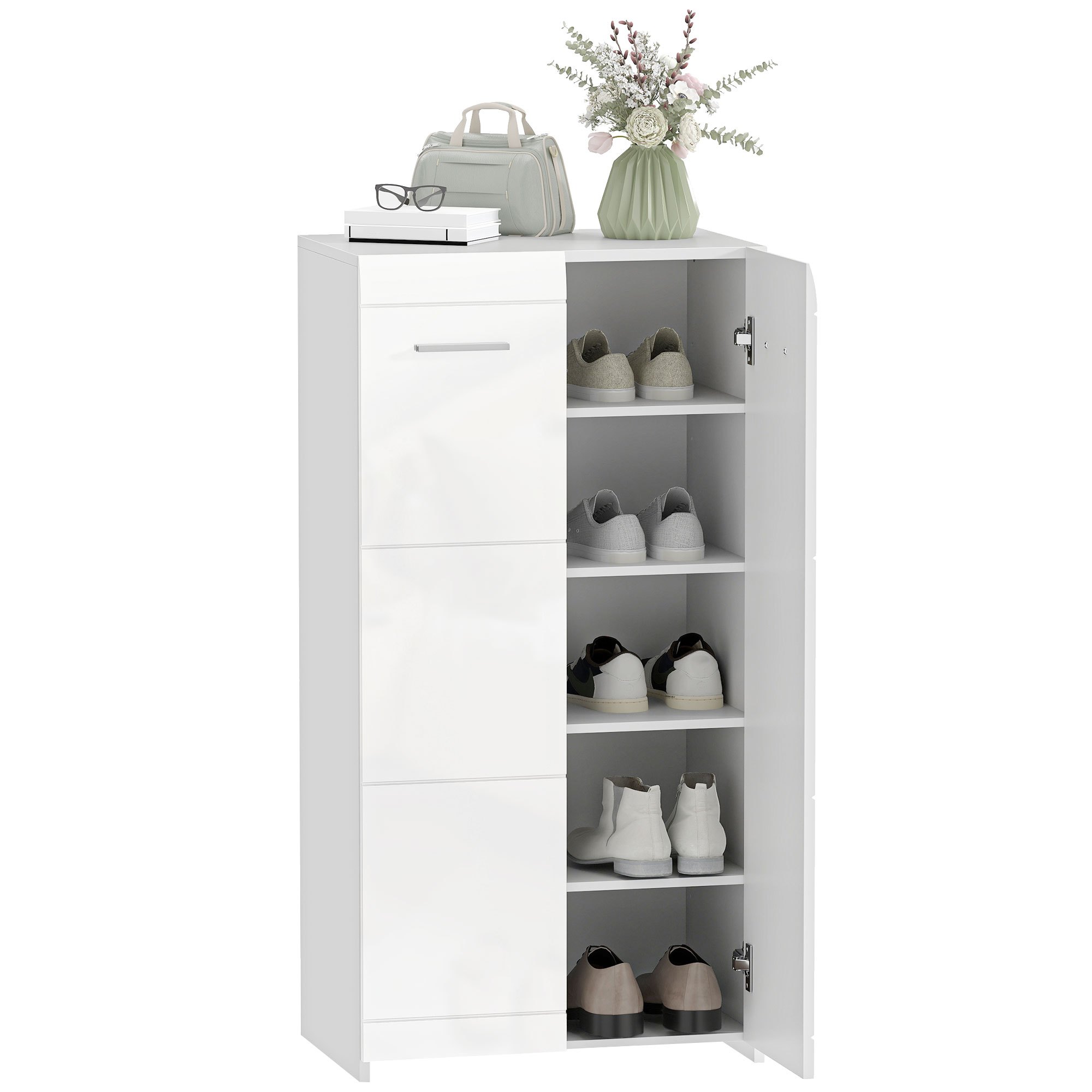 TEMU Mueble Zapatero, Armario para Zapatos Moderno con Estantes Ajustables, para 10 de Zapatos, Zapatero para Pasillo, Recibidor, 55x36x108 cm
