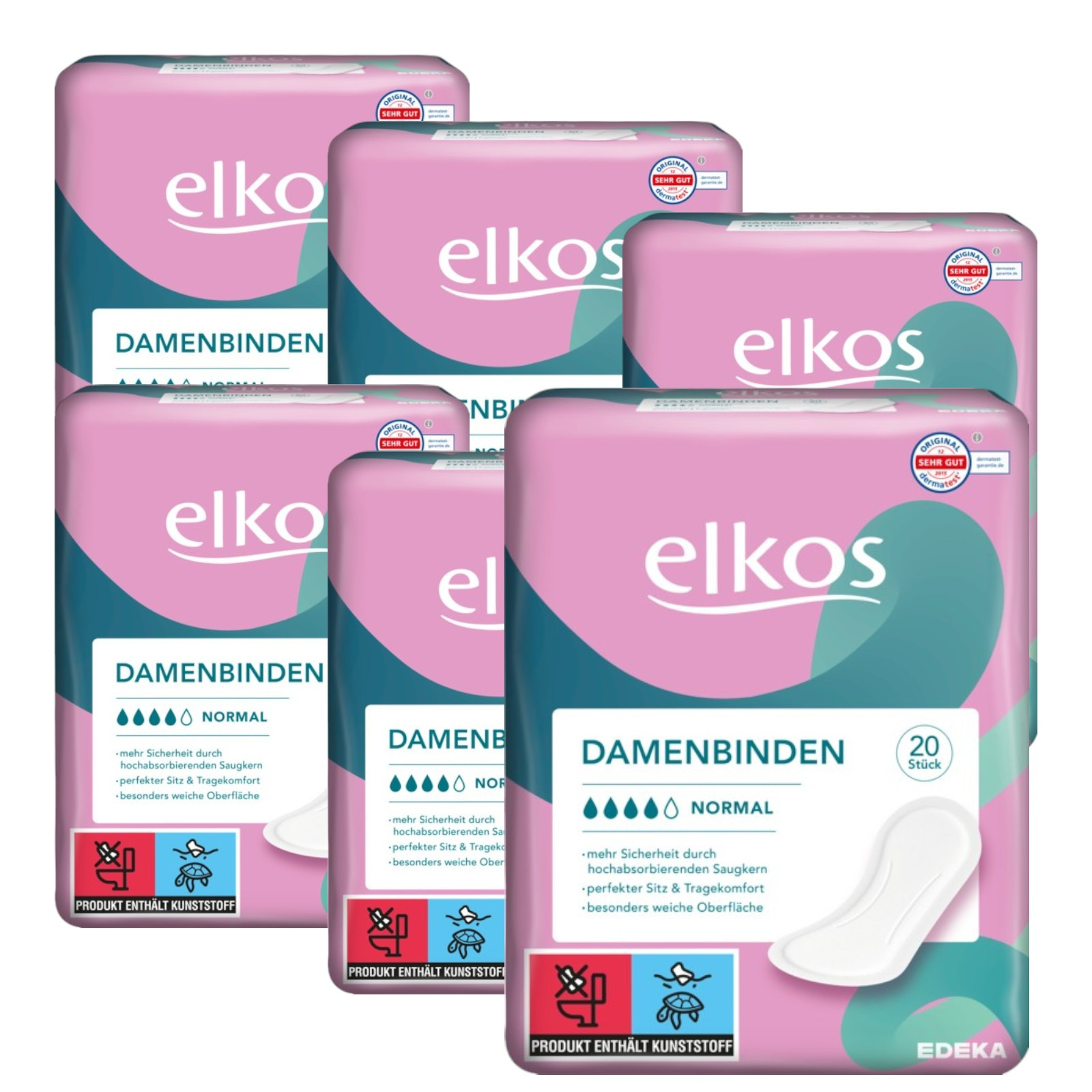 Elkos Ladies' Hair Ties Normal Without Wings, 6 X 20pcs Pack