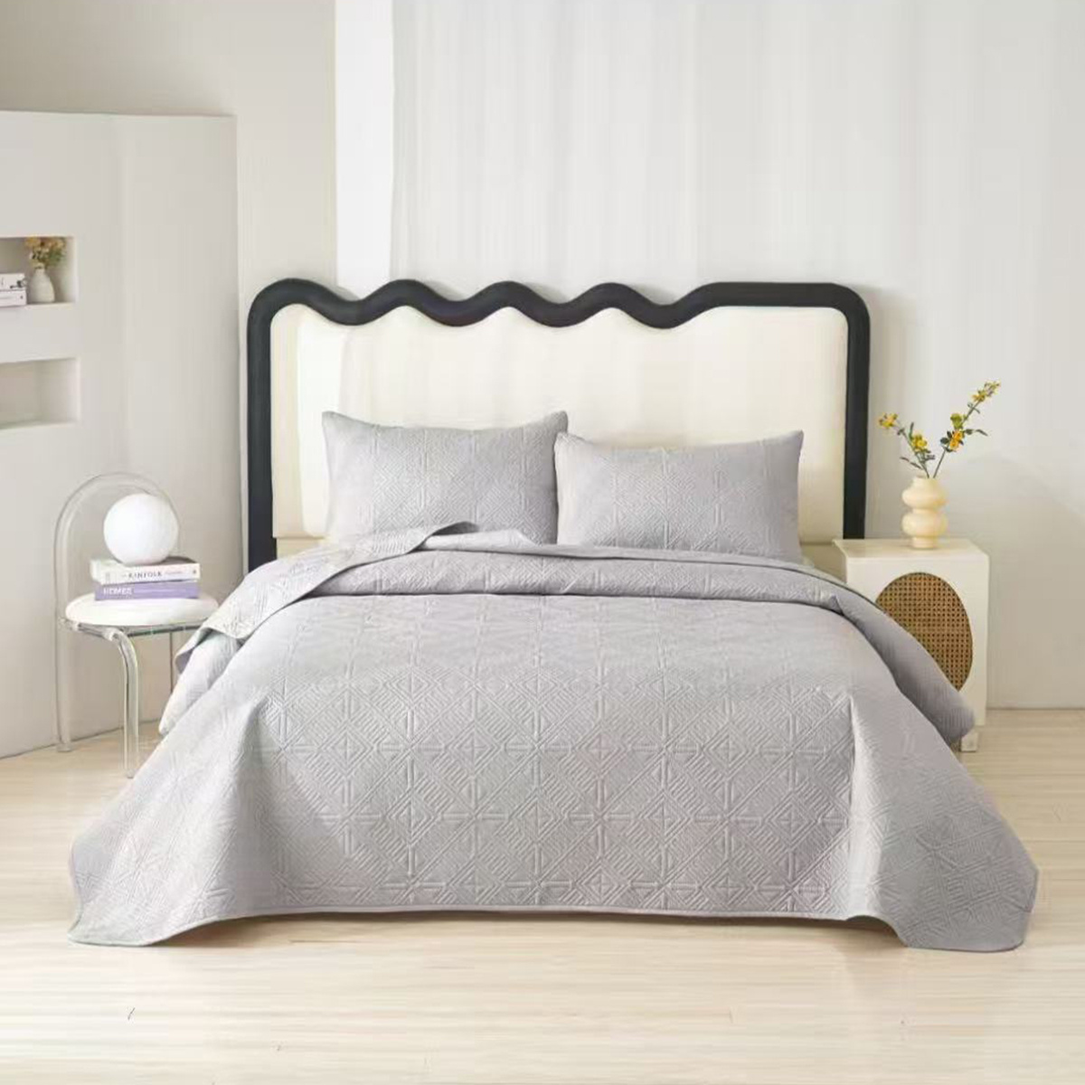TEMU Colcha y 2 Fundas de Almohada, Diseño con de Diamante, Microfibra Transpirable