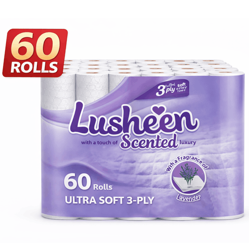 lusheen lavender 3 ply toilet roll 60 rolls bulk pack 150 sheets roll premium quilted scented ultra towels