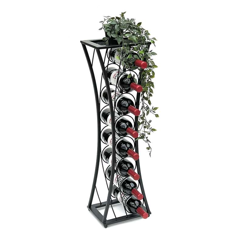 Standing Mika Wine Rack In Black Metal, Slim Bottle Holder, Bottle Shelf For Bottles, Modern