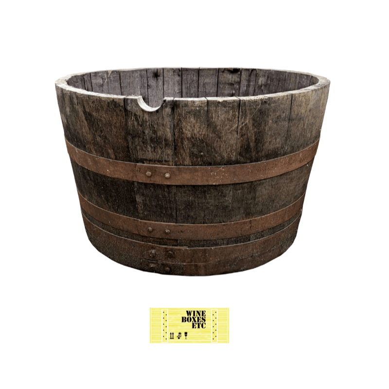 TEMU Genuine Oak Whisky Garden Planter Tub 65cm Wide 45cm Tall Half Planter Large Wooden Outdoor Flower Pot Rustic Garden Decor Patio Planter